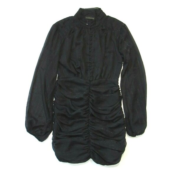 NWoT House of Harlow 1960 Ruched Mini in Black Metallic Pinstripe Dress 8 - Picture 2 of 7